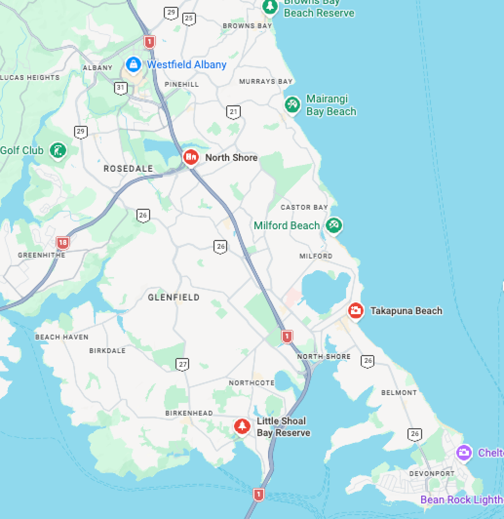 North Shore (Takapuna, Albany, Devonport, Birkenhead & Northcote, Browns Bay)